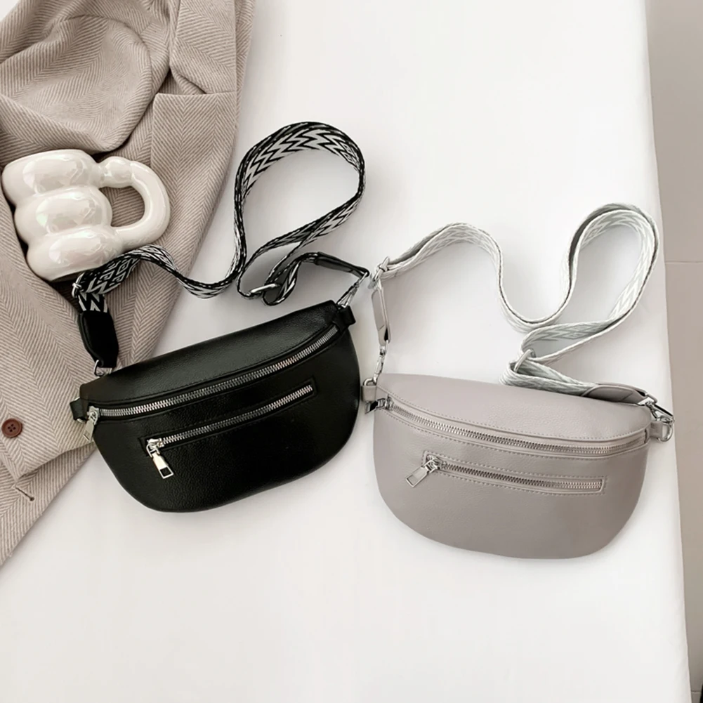 

Women Stylish Crossbody Bag with Wide Strap Simple Shoulder Bag PU Leather Fashion Sling Bag Travel Outdoor Bag