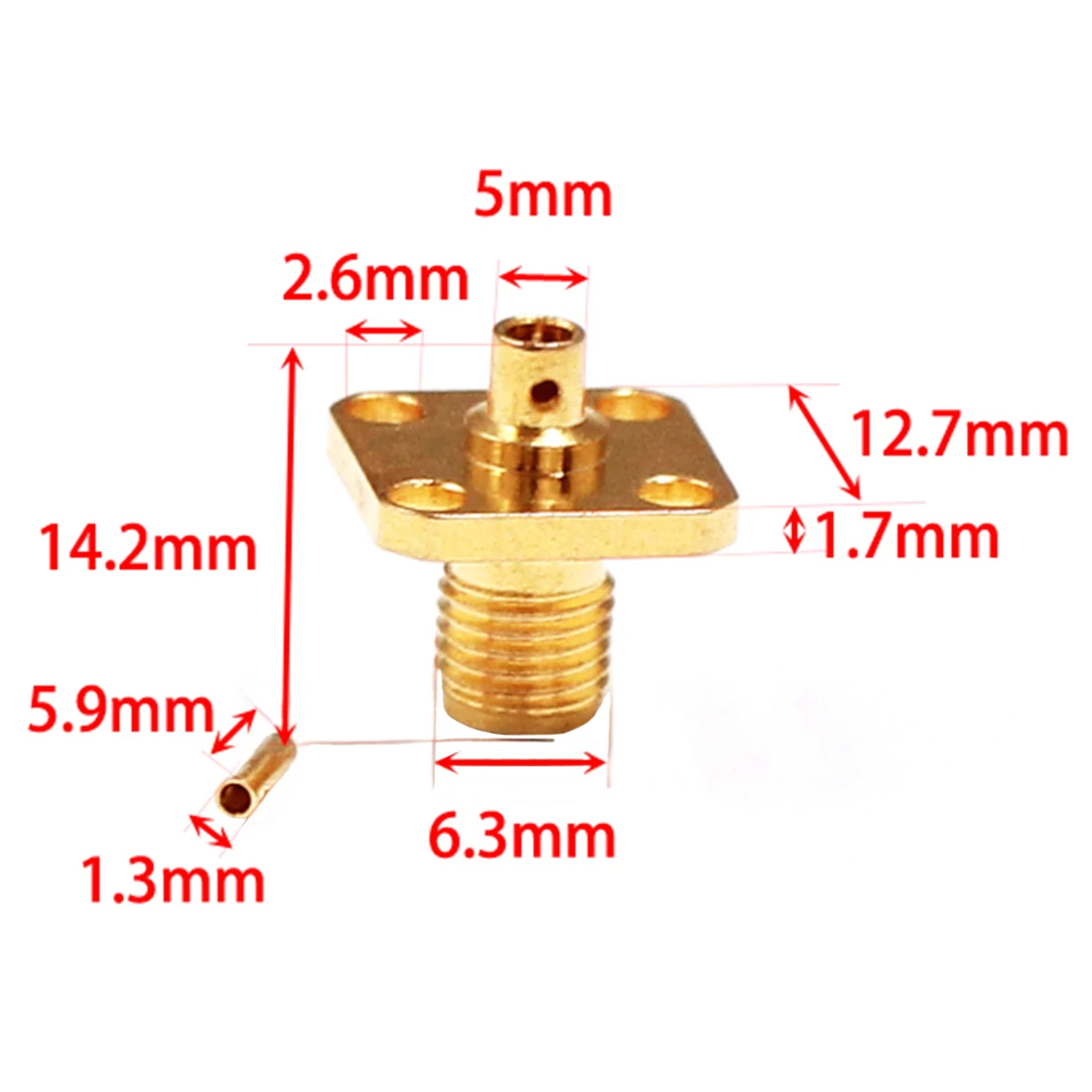 1 Máy Tính SMA Nữ Jack RF Dỗ Cổng Kết Nối 4 Lỗ Bảng Điều Khiển Gắn Hàn Cho RG405 086 "Goldplated Khung Xe hàn Nhà Ga