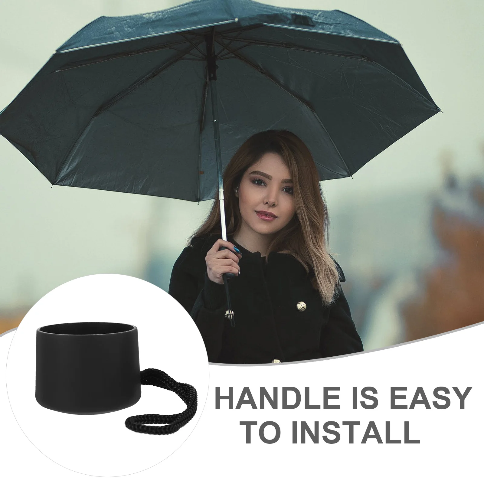 

Plastic Umbrella Handle Replacement 13-14Mm Thread Sturdy Ergonomic Design for Long Term Use Rain Uv Folding Umbrellas