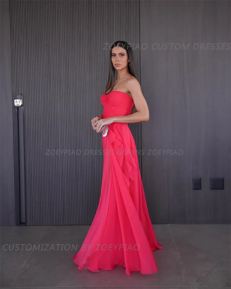 Vestidos de baile longo vermelho linha A feminino, sem alças, sem mangas, vestido formal para eventos, até o chão, vestidos de festa