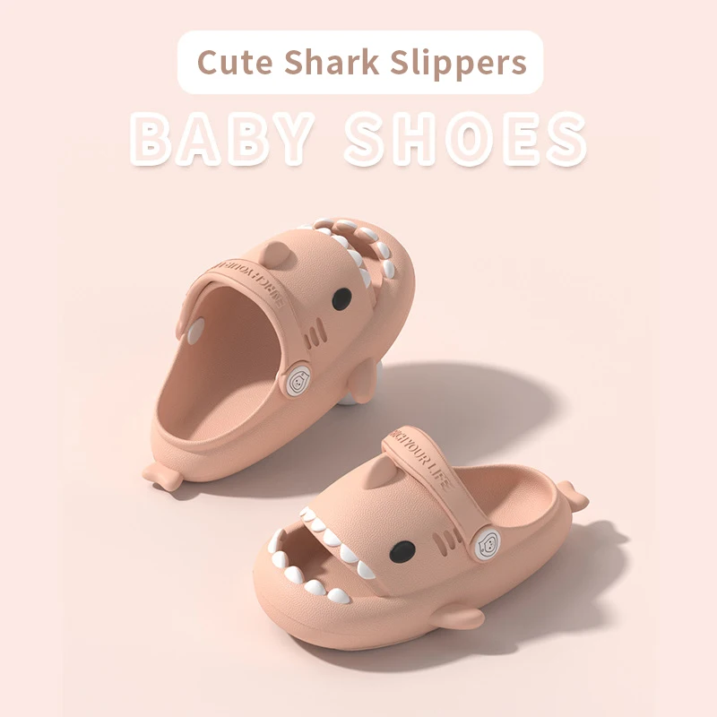 New Three-dimensional Children\'s Shark Hole Shoes Summer  Baby Non Slip Platform Sandals Cute Cartoon Soft Sole Kids Slippe