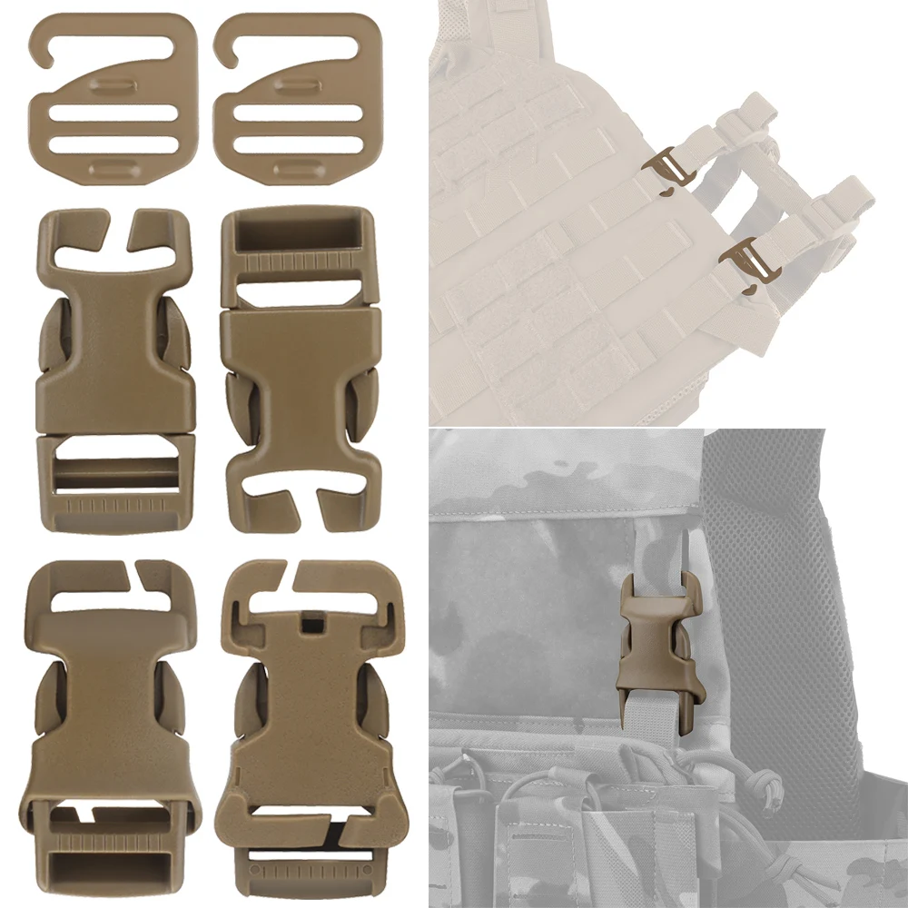 2.5CM Tactical Quick-Release Buckle QASM Backpack Buckle G Hook for Airsoft Vest Plate Carrier Front Panel Side Cummerbund Belt
