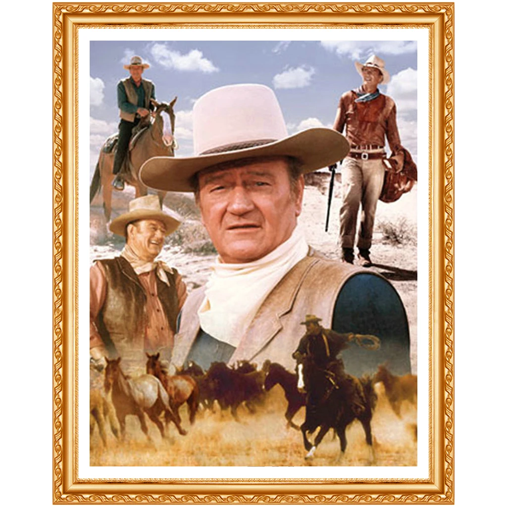 5D DIY diamond embroidery John Wayne America's Cowboy diamond painting Cross Stitch full round Rhinestone  decoration