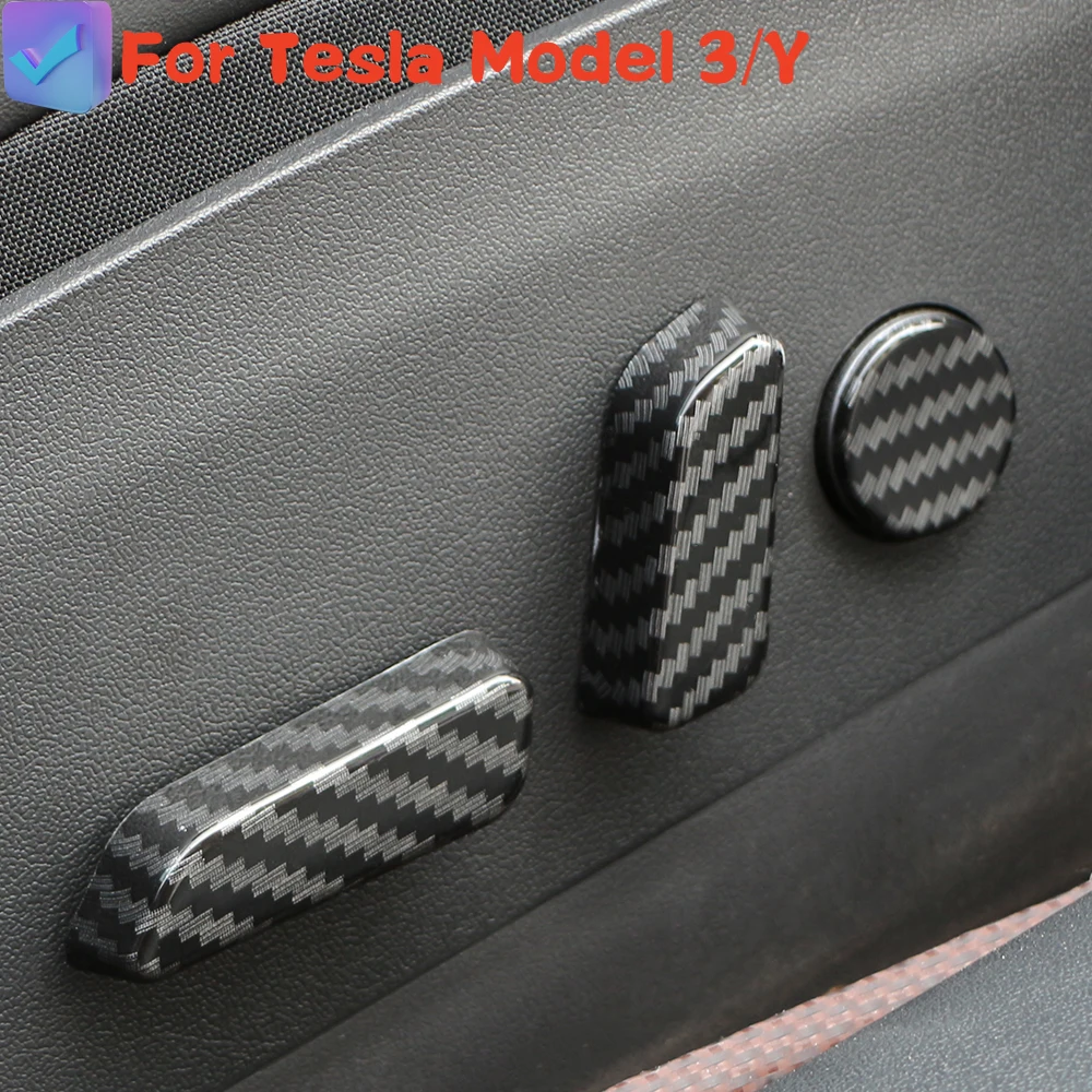 ABS Chrome Car Seat Adjustment Knob Button Switch Trim for Tesla Model 3 Y Model3 ModelY 2017 - 2022 Cover Accessories 6pcs