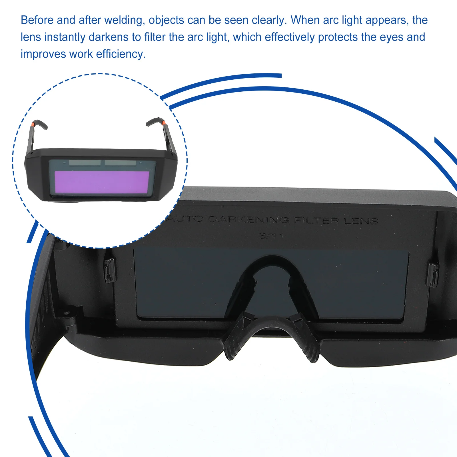 

1Pcs Welding Goggles Auto Darkening Professional Safety Glasses for Electric Gas Shielded Argon Arc Welding Cutting Grinding