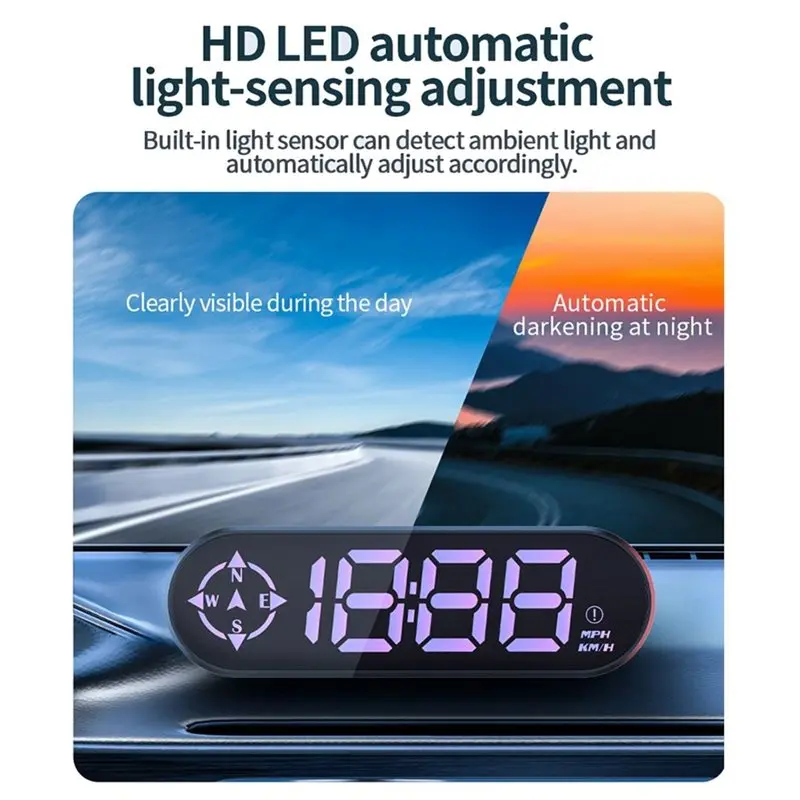 A82M-On-Board Computer Car Head Up Display Digital Speedmeter Meter Driving Guide Instrument Compass/Time/Speed Warning