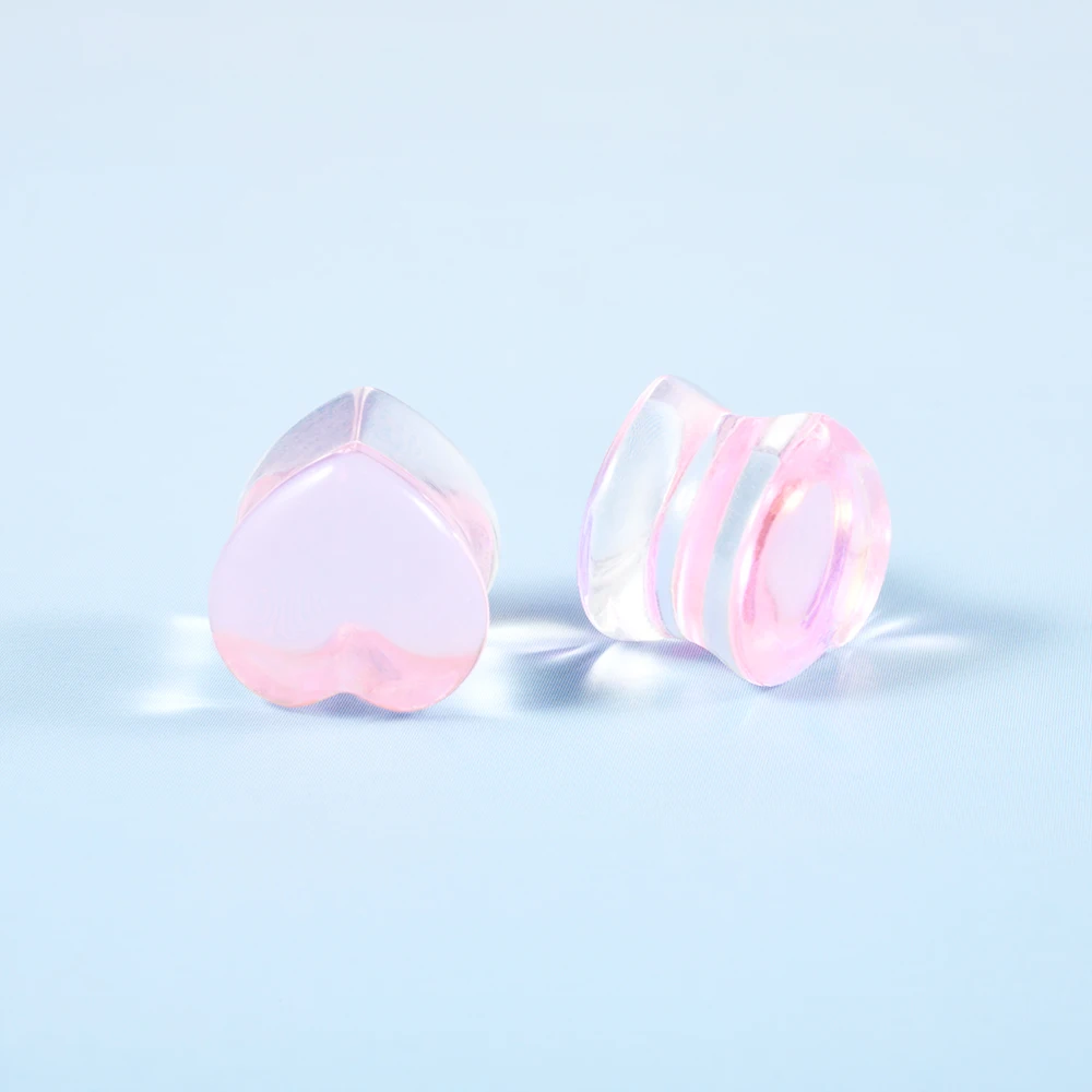Mode Transparent Solide Rosa Lila Glas Herzförmige Ohr Expander Ohrmuschel Piercing Schmuck Ohr Expansion Artefakt 6-25mm – Detail 12