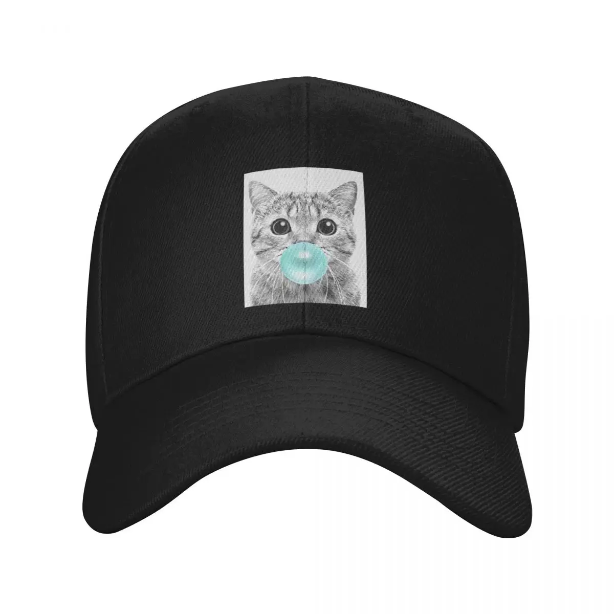 Cat Chewing Blue Bubble Gum Baseball Cap Hip Hop Sun Cap For Girls Men's