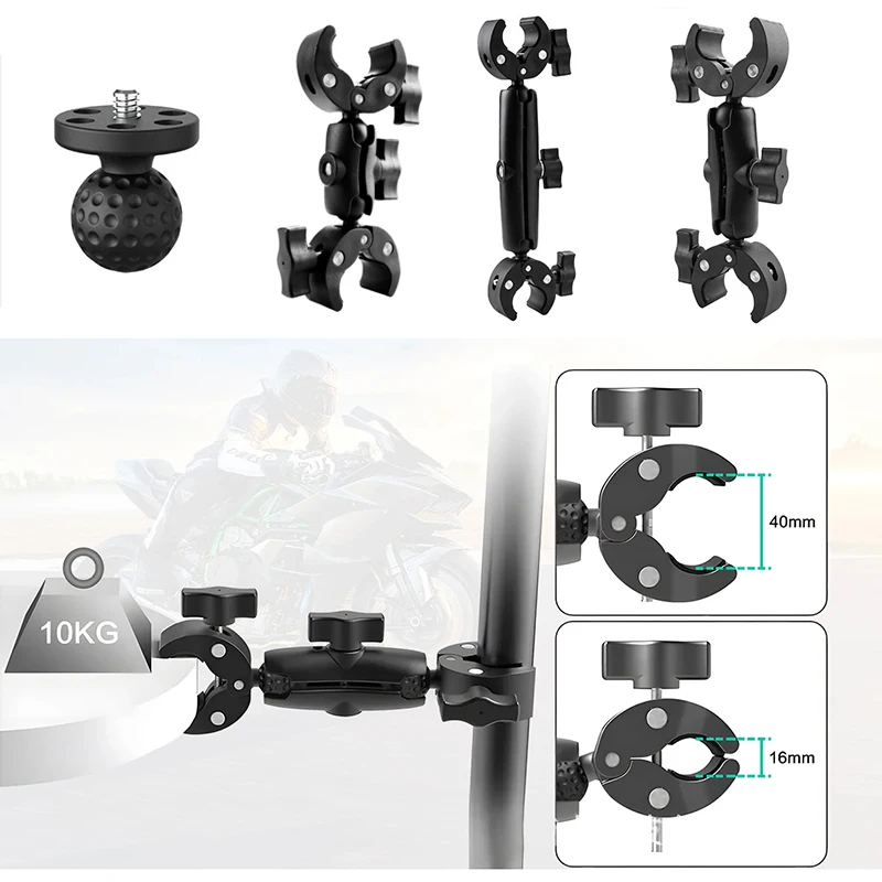 Camera Double Clip Camera Crab Clamp Motorcycle Bicycle Handlebar Clip Bracket For Insta360 One X2 X3 Sport Camera Accessories