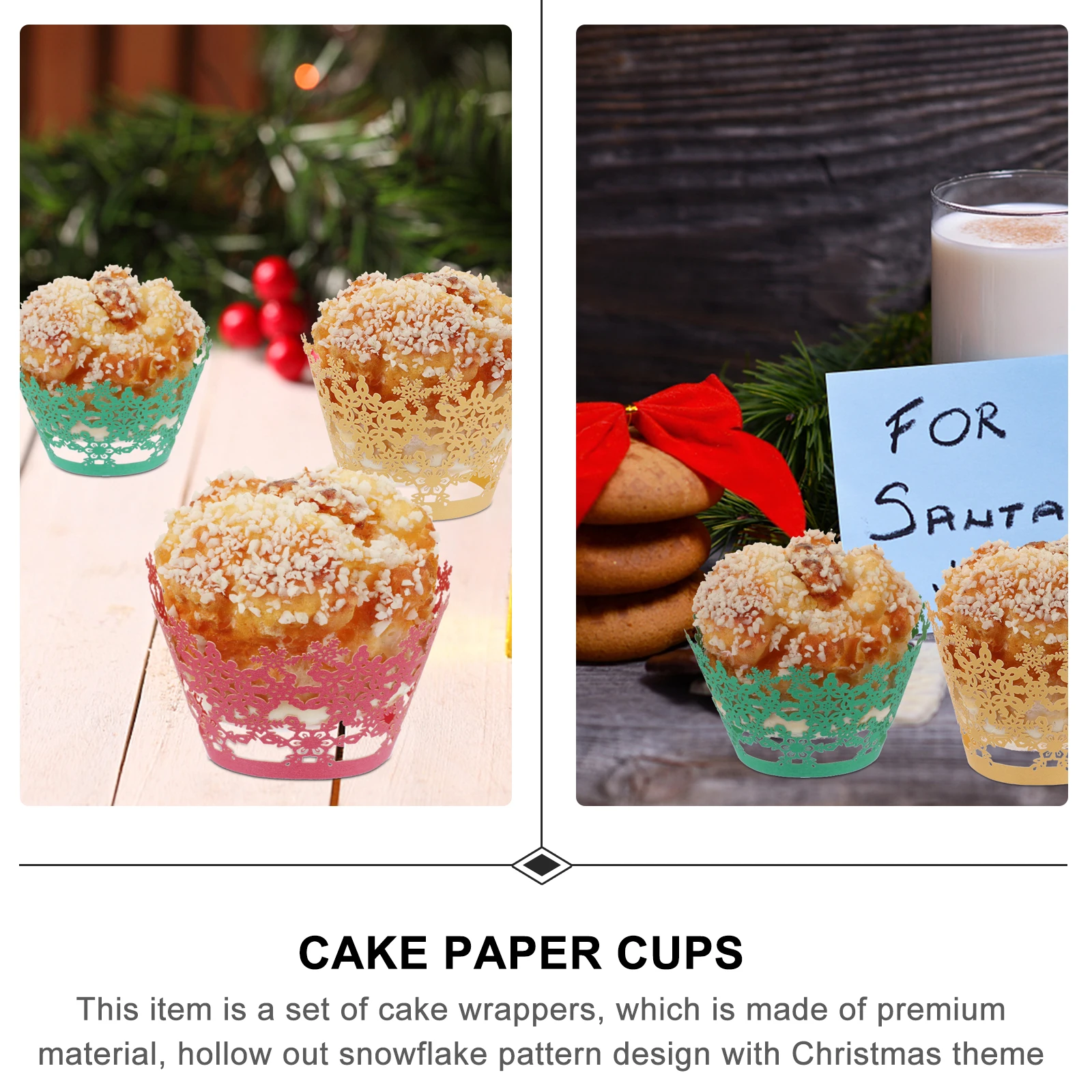 

36pcs Cake Border Cupcake Holder Paper Stand Wrappers Baking Decoration Lace Muffin Christmas Wrapper Hollow Out Pattern Cake