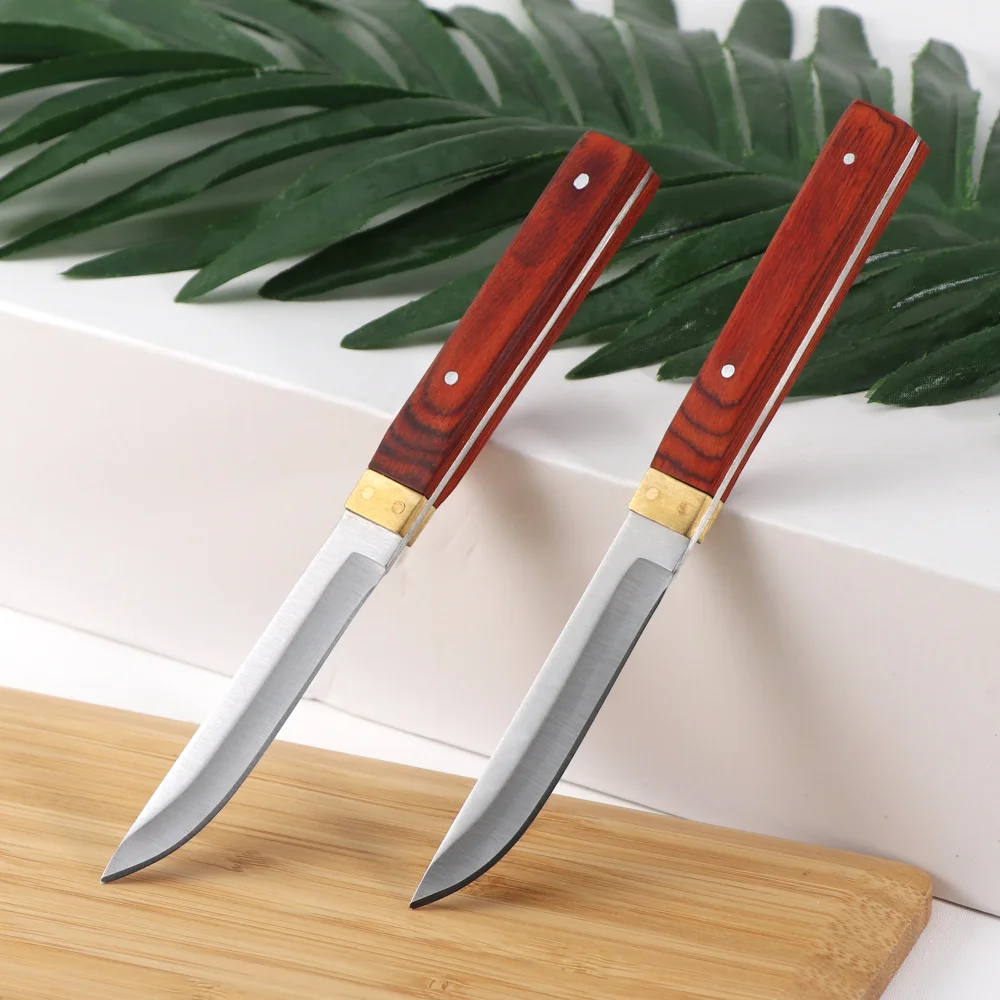 High Quality Steak Knife Stainless Steel Cutlery Pakkawood+Pure Copper Handle MultiFunction Fruit Meat Cleaver Knife Table Knife