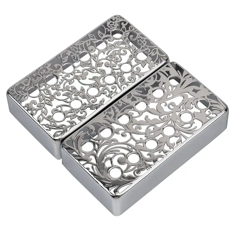 NALFI-2 Pcs Guitar Pickup Cover With Elegant Flower Pattern Metal Brass Humbuckers Cover For Electric Guitar