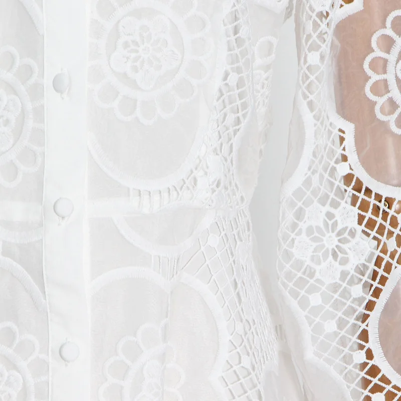 أنيقة الجوف خارج التطريز فستان الدانتيل الخريف ملابس النساء طويلة الأكمام ألف خط فساتين حفلة موسيقية فستان الحفلات نادي رداء فام