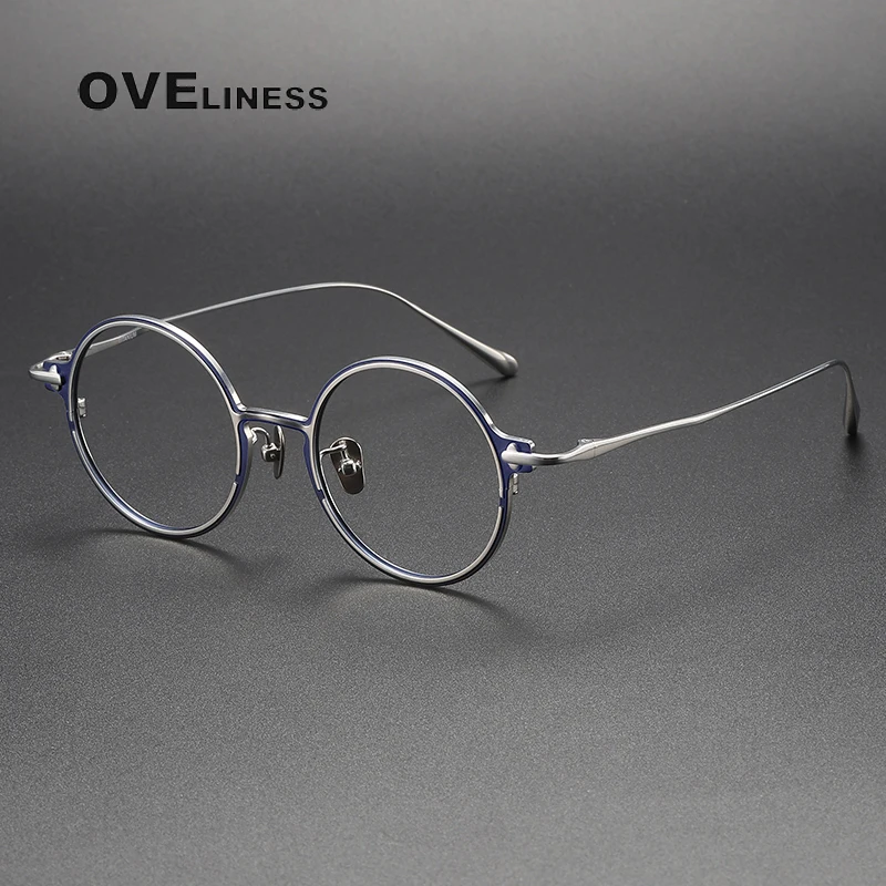 pure Titanium Glasses Frame Men for Women Vintage Round Myopia Optical Prescription Eyeglasses Frames Men 2024 New Titan Eyewear