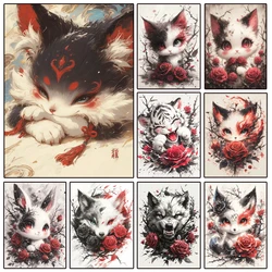 DIY Diamond Painting Flower Animal Fox Cat Tiger Rabbit Full Diamond Art Embroidery Red Rose Mosaic Cross Stitch Kit Home Decor