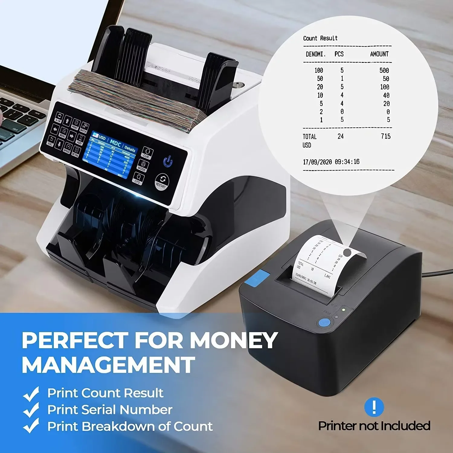 

2026 SELL Customizable Multi-Currency Automatic Recognition Banknote Counting Machine Intelligent Mixed Denomination Detector