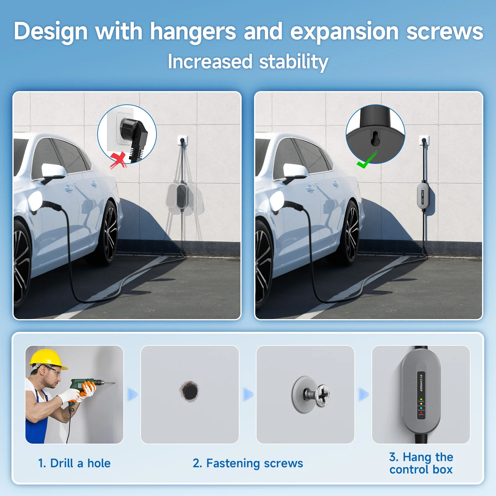 AFYEEV EV Charger แบบพกพา Type2 / GB/T ปลั๊ก 16A 1 เฟส 3.5KW Type1 3.5m Wallbox สถานีชาร์จสําหรับยานพาหนะไฟฟ้า
