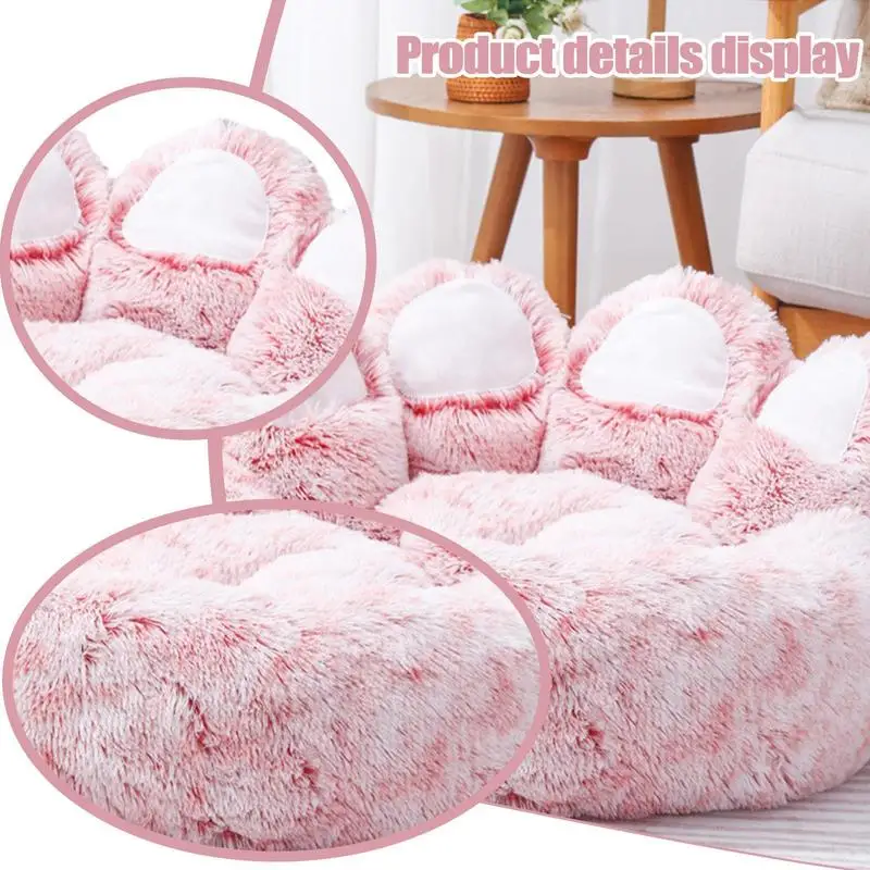 Dog Sofa Couch Anti-skid Plush Sleeping Couch With Removable Inner Pad Paw Shape Pets Beds For Dog Puppy Cat Kitten In Bedroom