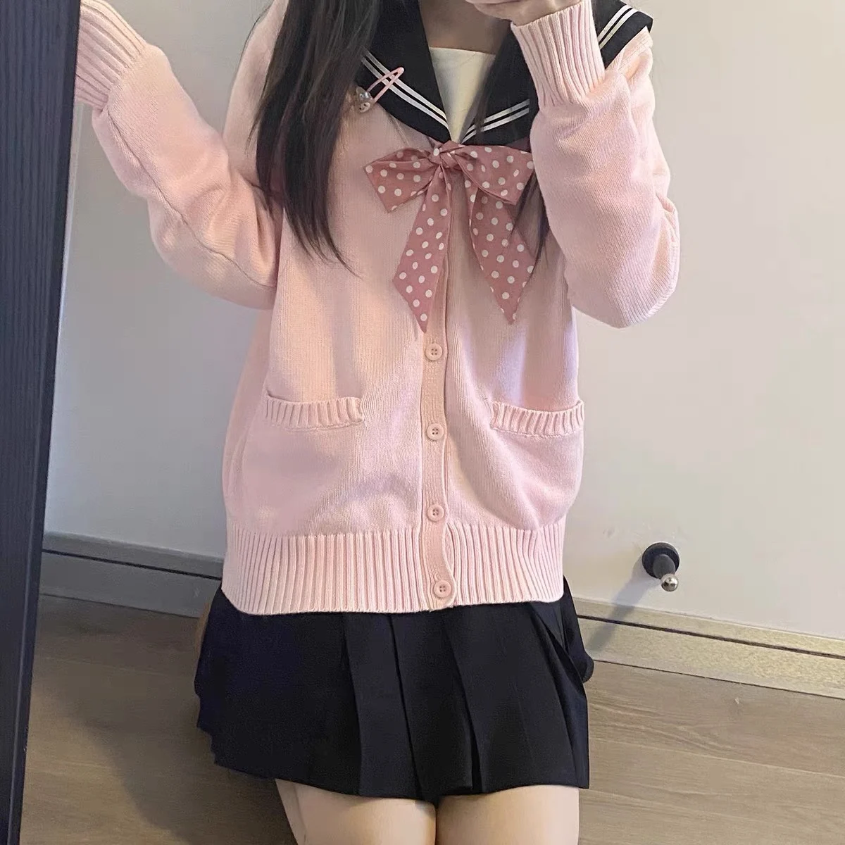 سترة تريكو نسائية جديدة موديل 2024 باللون الأصفر أنيمي أصلية JK orm متعددة الاستخدامات سترة محبوكة للكلية #5