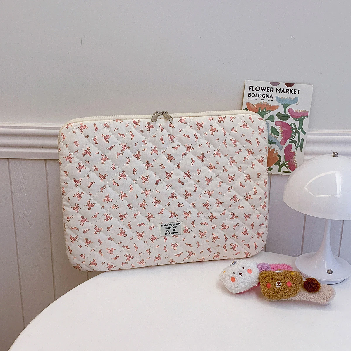 For 11 Inch 14 Inch 15 Inch Computer 1 Pc Chic Flower Print Quilted Laptop Bag Protection Case Laptop Sleeve Computer Bag view 6