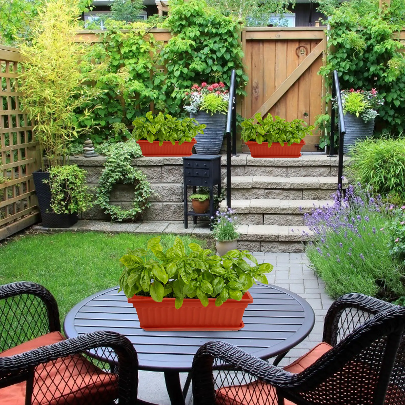 

2pcs Thickened Flowerpot Household Planting Basin With Tray Anti-Pressure Garden Plants Breathable Pot For Vegetables Gifts