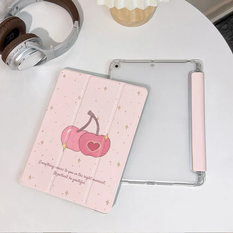Pink Star Cherry Tablet Case For iPad 11th A16 10 9 8 7 5 Pro 13 11 M5 M4 M3 M2 12.9'' Air  4 3 2 1 Mini 7 6 8.3'' Cover