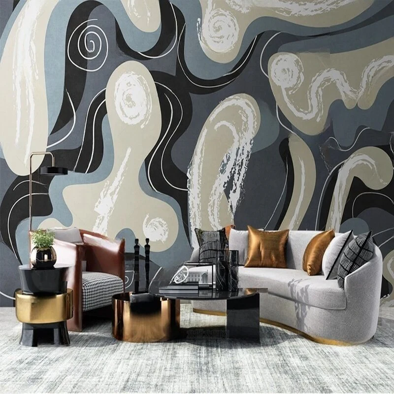 Customized Wall Mural Wallpaper Modern Minimalist Abstract Line Art Vintage TV Background for Living Room Bedroom Office Decor