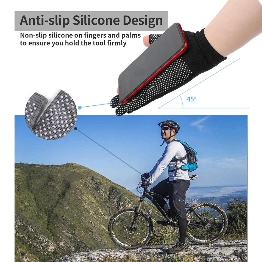 Touchscreen-Nylon-Handschuhe für Männer und Frauen, rutschfeste, atmungsaktive Halbfinger-Handschuhe für Sommer, Outdoor, Reiten, Sport, Fitness, Sonnenschutz – Detail 5