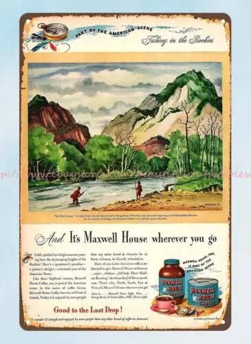 MAXWELL HOUSE COFFEE 1946 Up Chalk Canyon Adolf Dehn artwork metal tin sign