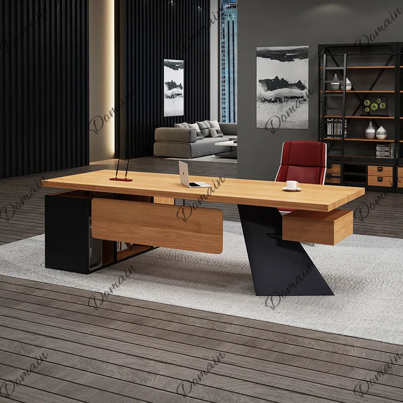 Nordic Solid Wood Executive Desk Industrial Style Computer Table for Office Manager