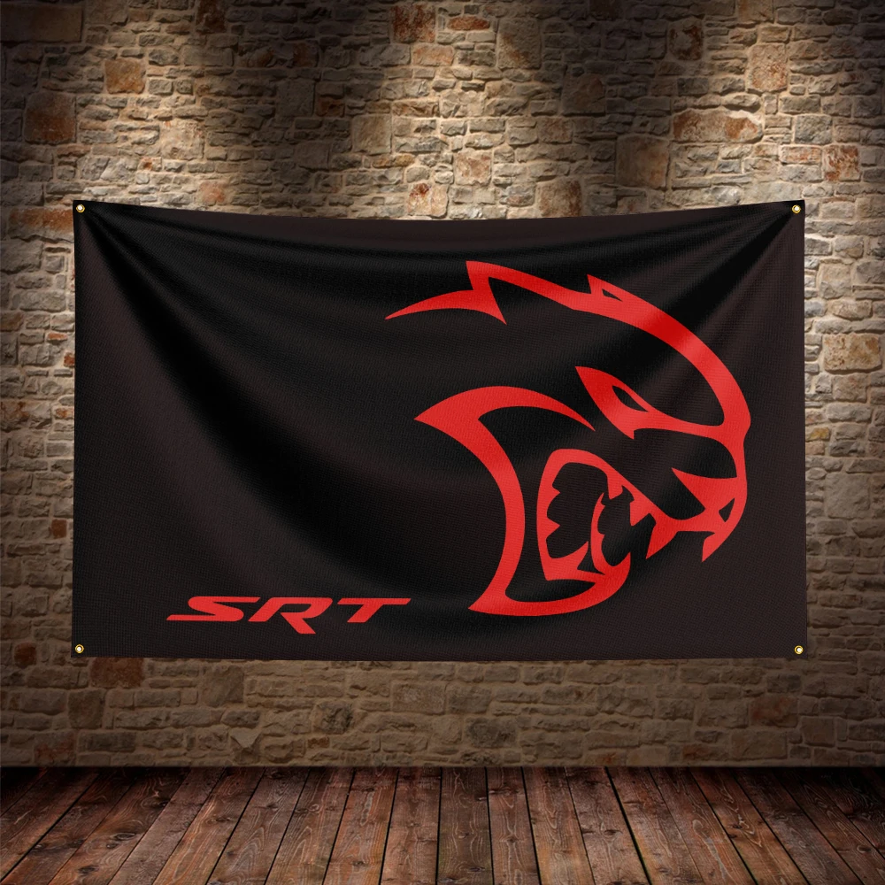 

3X5Ft SRT Dodge Racing Car Flag Polyester Printed Car Banner For Decor