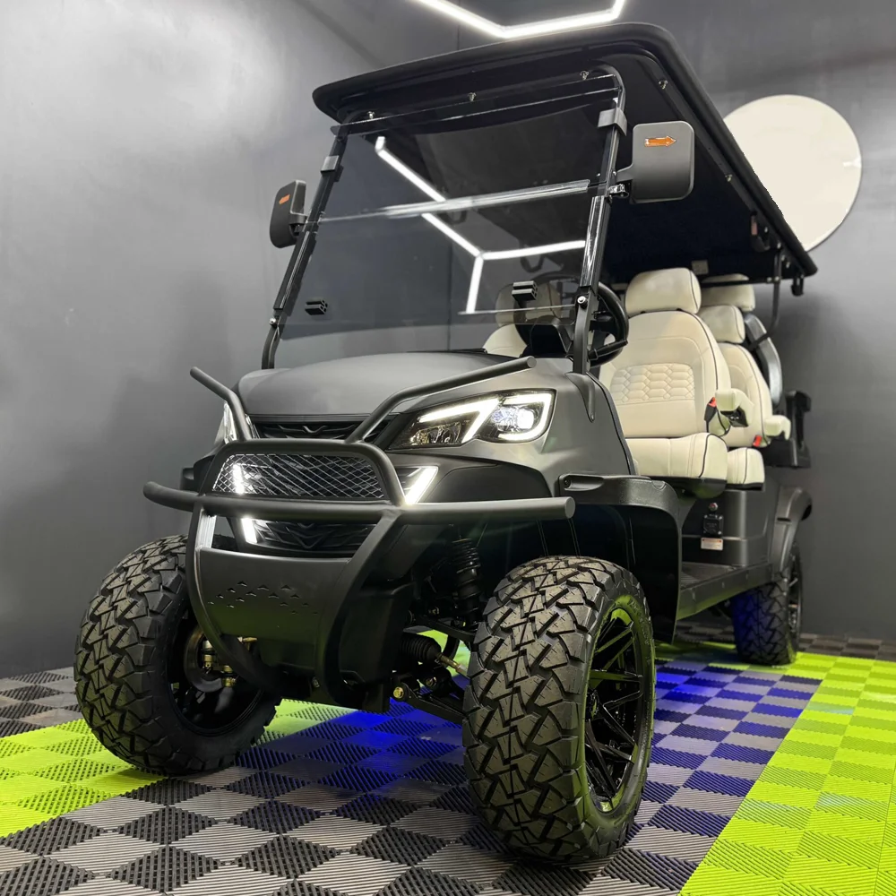 

Китайская новая модель, высокопроизводительная индивидуальная тележка для гольфа с литиевой батареей 48 В, 6-местная внедорожная электрическая тележка для гольфа
