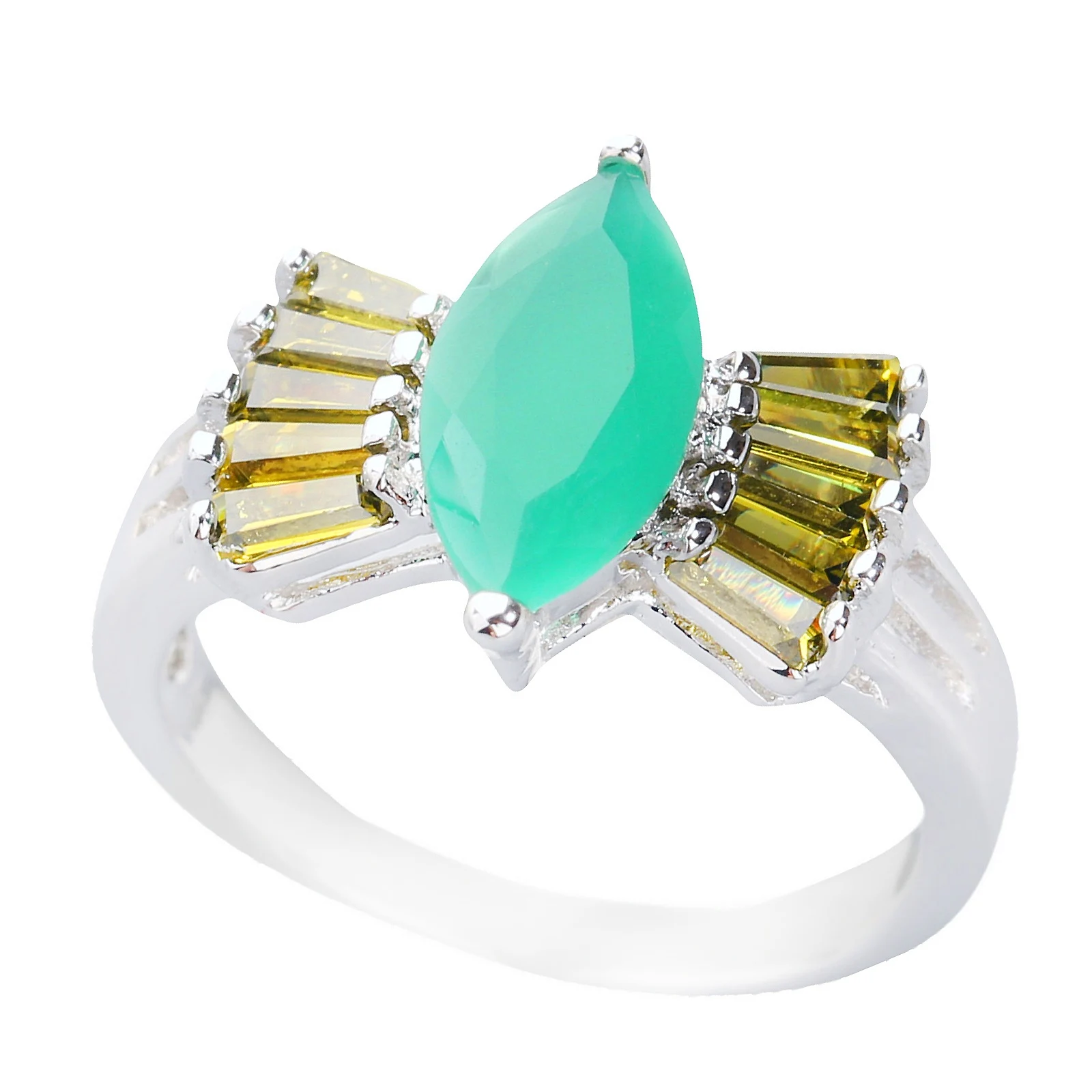 

6*12 мм зеленые корундовые фотообои серебряное кольцо