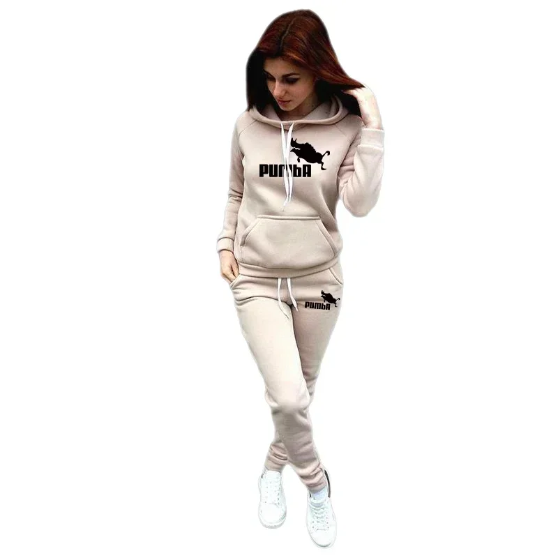 Casual Hoodies Sports Pants Two Pieces Set Tracksuit Women Pullover Hooded Sweatshirts Sweatpants Outfits Suit Plus