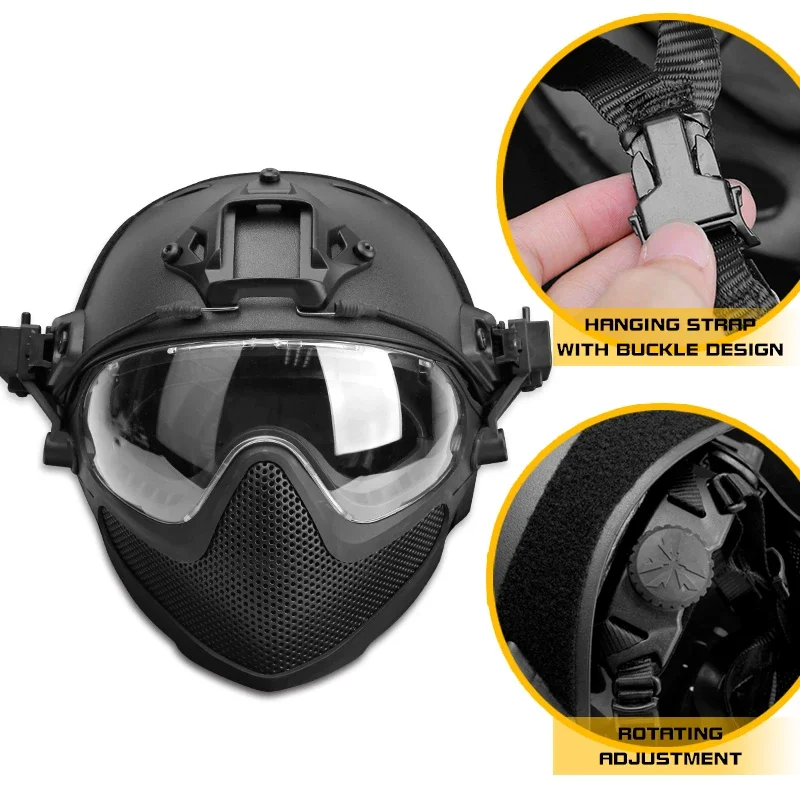 Tactical Hiking Eyewear Sports Helmet Mask Goggles Hunting Steel Mesh Safety Protective Paintball CS Wargame Outdoor Accessories