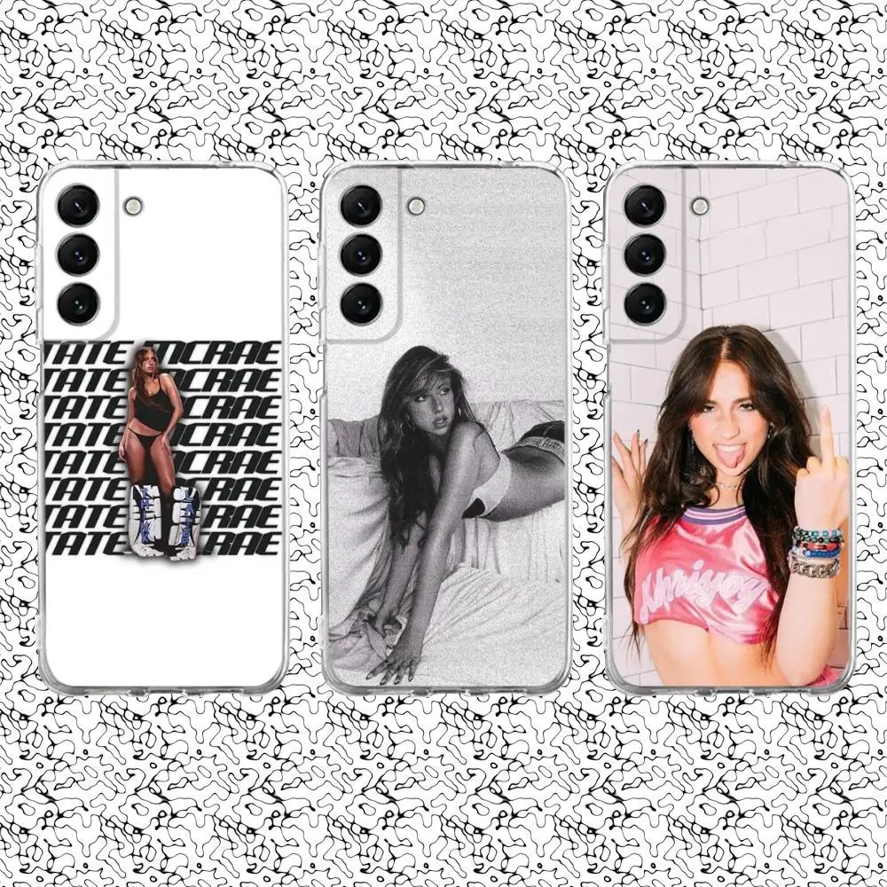 

Singer T-Tate Mcrae Greedy Phone Case For Samsung S24,30,21,22,23,20 FE,lite,PIus,Ultra,5G,Note,9,10 Transparent Cover