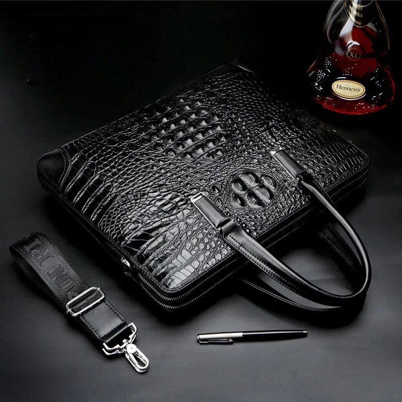 2024 New Luxury Pu Leather Business Alligator Men's Briefcase Male Shoulder Bag Men Messenger Laptop Desgin Computer Bag