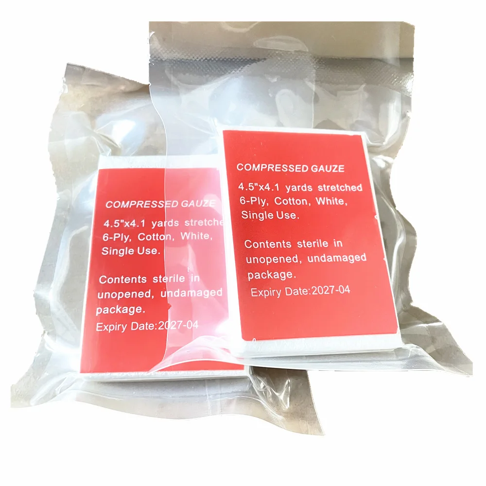 1pc Rescue Vacuum Sealed Compressed Sterile Medical Z-Fold Gauze Fabric Haemostatic Trauma Bleed Control Dressing Bandage