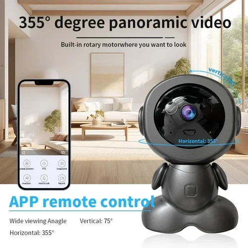 Imagen 2 del producto Cámara Robot de vigilancia Wifi de 8MP, Monitor de seguridad PTZ para bebés, Audio bidireccional, visión nocturna en Color, cámaras IP para el hogar, seguimiento inteligente AI