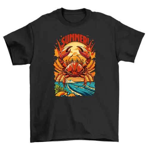 Summer_73 Crab-tastic T-shirt - Funny and Shell-tastic! Unisex Summer Vibes, 100