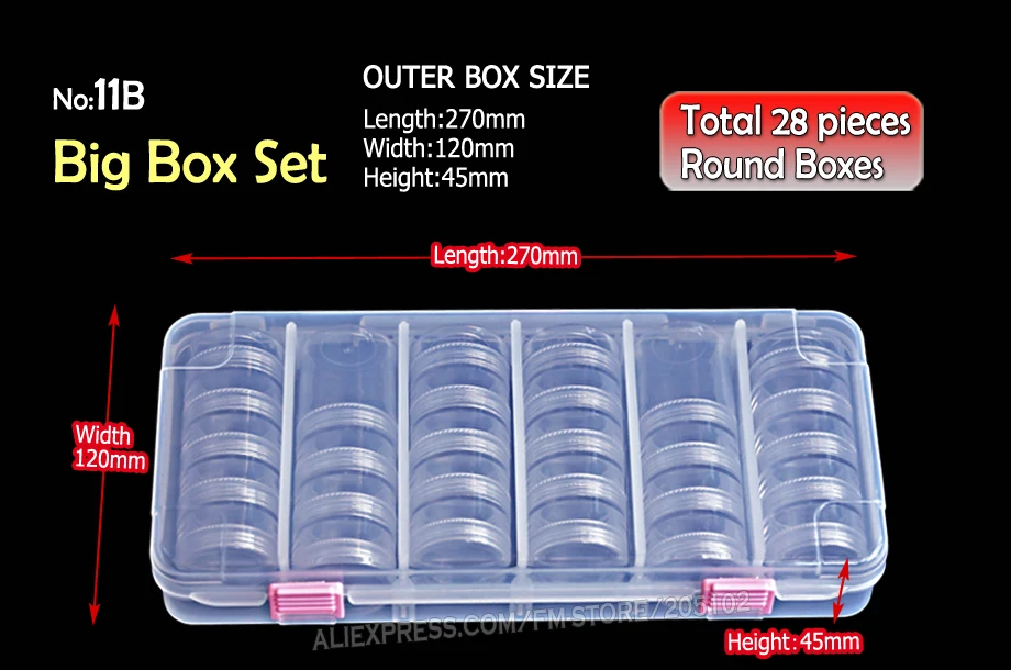 Nail Art Accessory Round Box Set, Tiny clear bottles with screw cap for DIY Cosmetics Nails Jewelry beads Crafts containers case