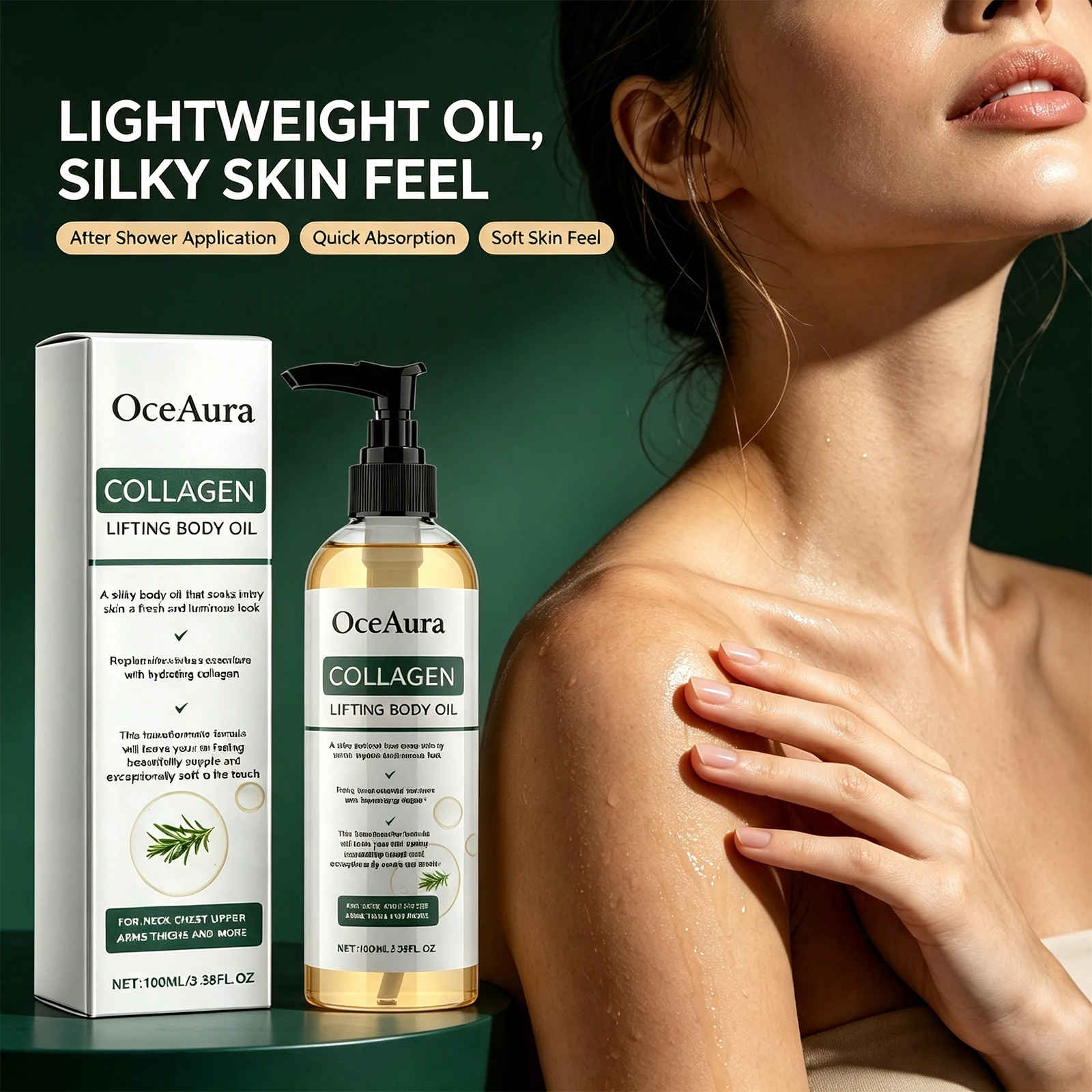 Collagen Firming Body Oil Tightening Hydrating Massage Oil for Arms Belly Waist Full Body Skin Elasticity