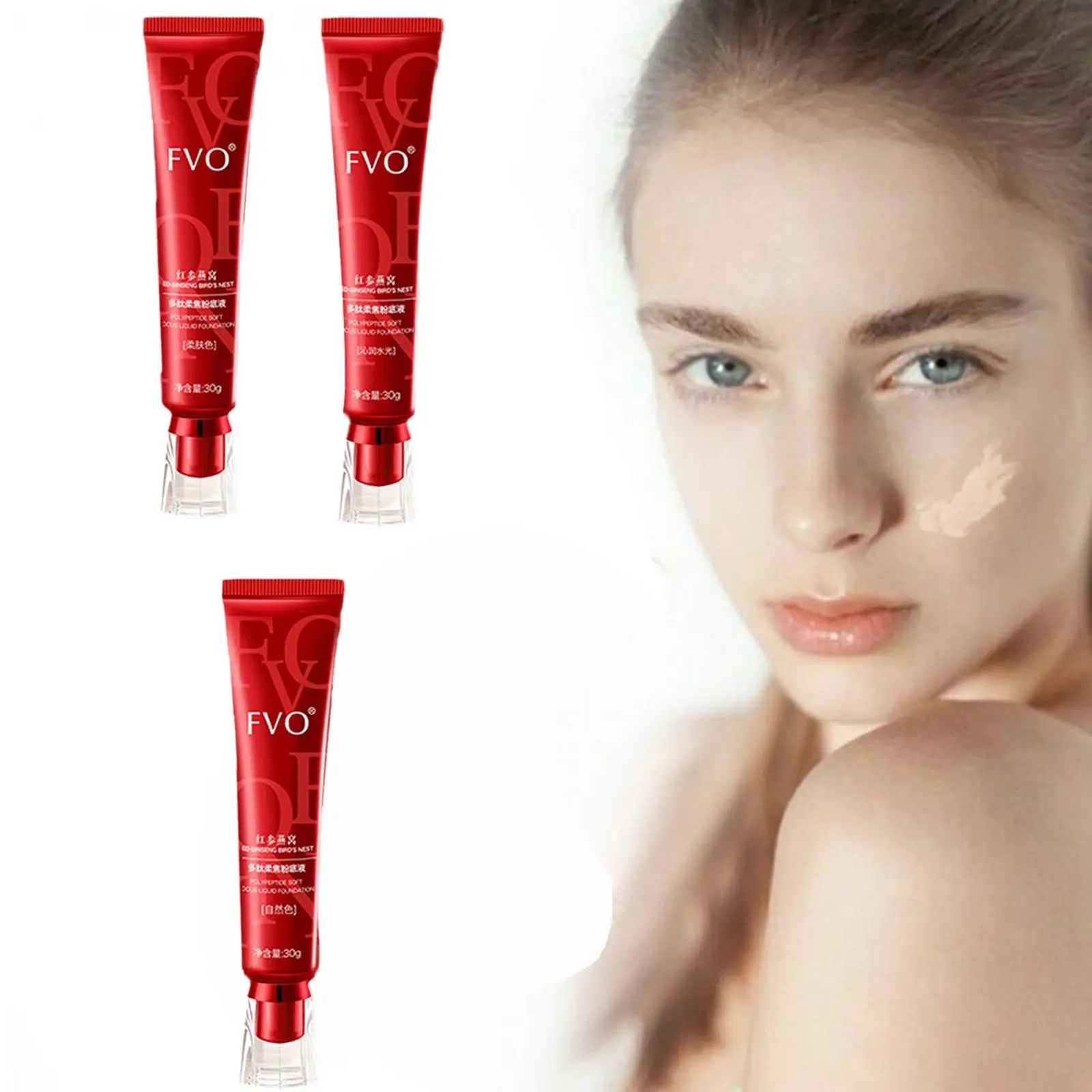 Red Upgrade FV Foundation Precious Luxury Herbal Extracts Concealer Oil-control Waterproof Hydrating Makeup Base Cream 30g