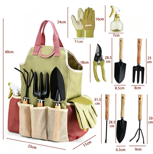 Garden Tool Set With Pruning Shears Gloves Watering Can Stainless Steel Hand Tools For Outdoor Planting Weeding