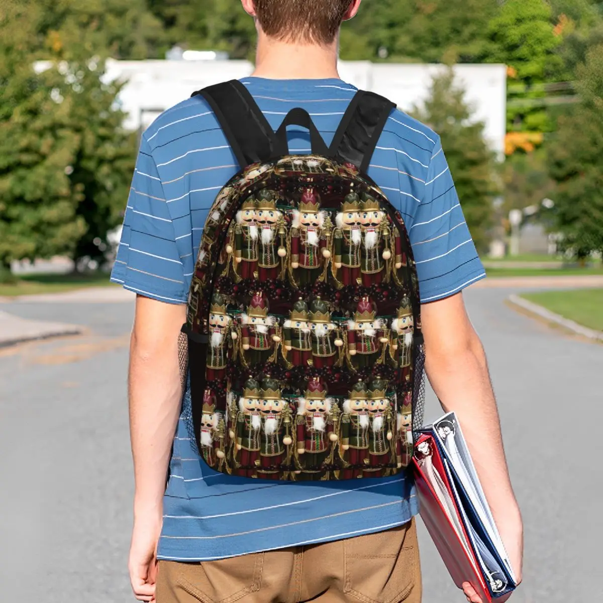 Weihnachts-Nussknacker-Trio-Rucksack, Studenten-Büchertasche, Herren- und Damen-Schultasche, Laptop-Umhängetaschen