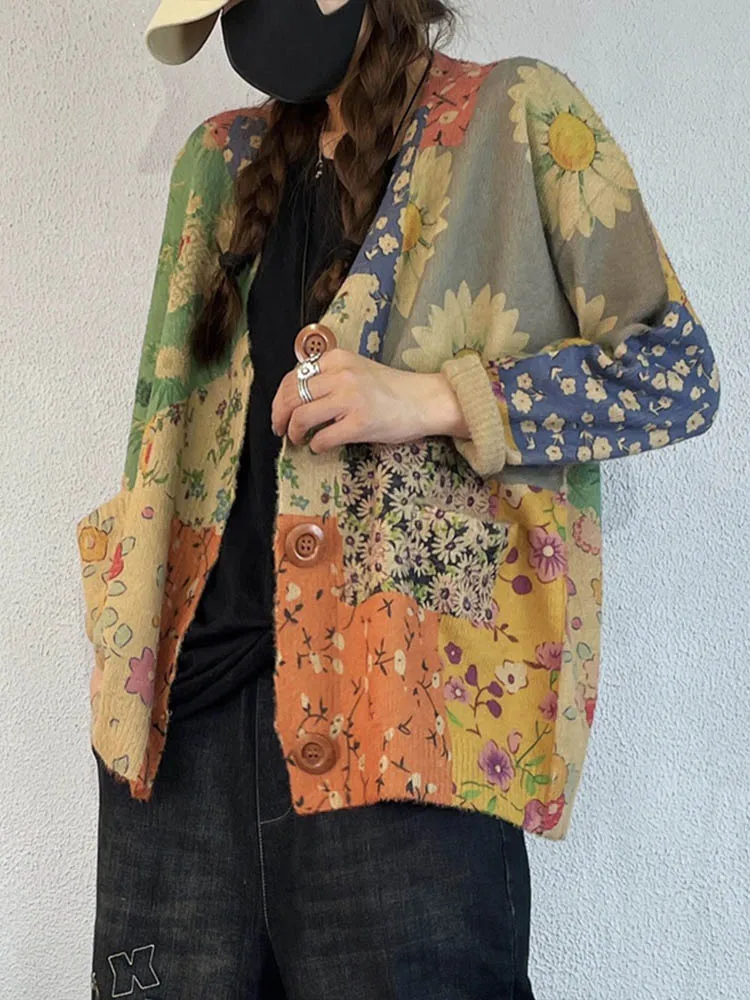 Max LuLu 2022 Cardigan allentati vintage Autunno Nuove donne Fiori Casual eleganti maglioni Maglieria da donna Harajuku Abiti lavorati a maglia