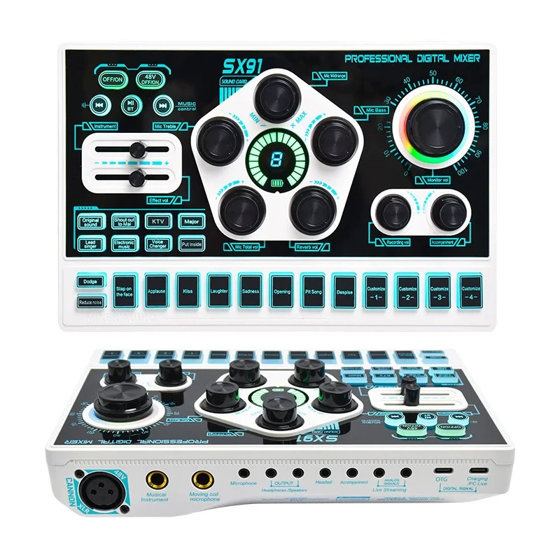 Audio Card Effects Podcast Kit Full Desktop Recording Studio Setup With Condenser Microphone And Sound Card For Streaming