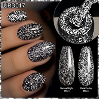 UR SUGAR 15ml Reflective Black Neon Fluorescent Glitter Gel Nail Polish Dark Flash Effect Soak Off UV Gel Nail Art Varnish