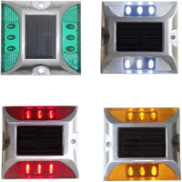 Solar Dock Lights - IP67 Waterproof Outdoor Warning Step Lights, Reflective Road Marker for Sidewalk, Stair Garden Pathway, 2pcs