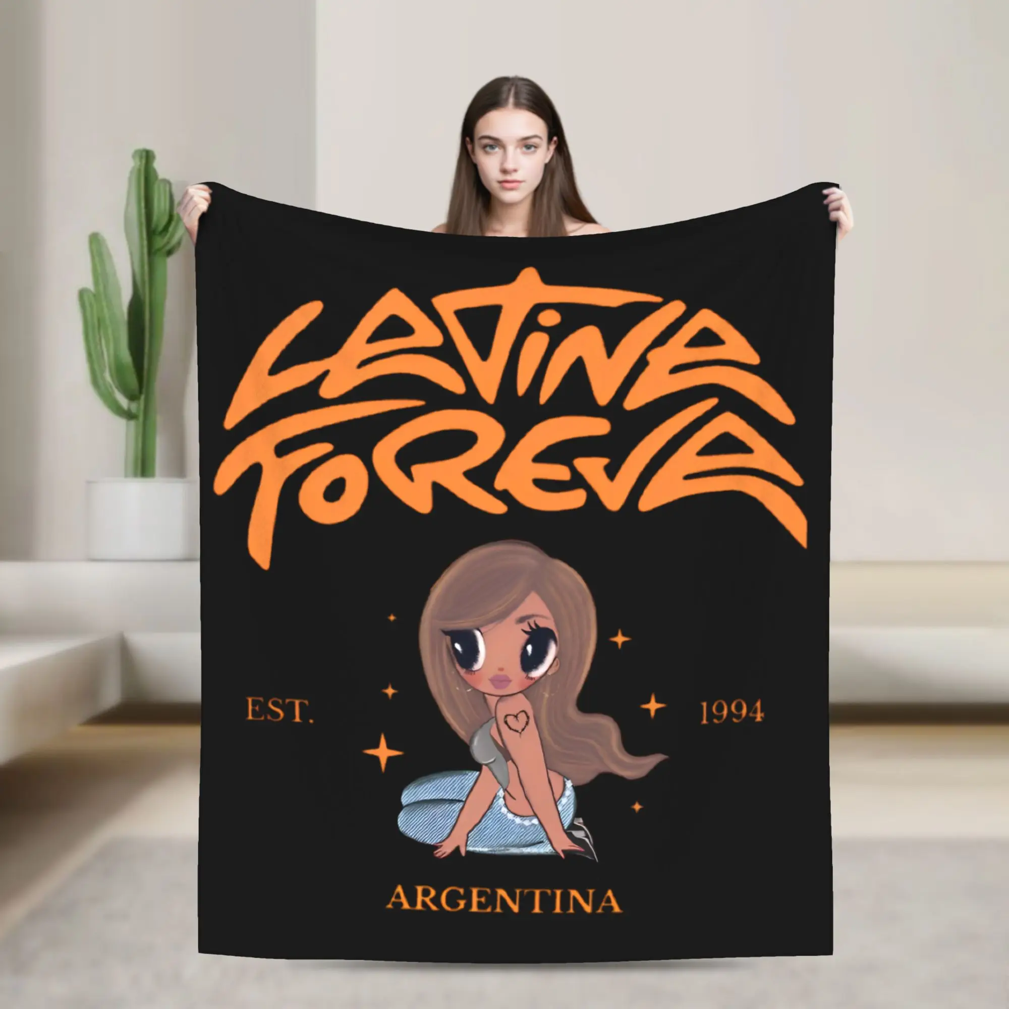 Karol G Fans Latina Foreva Blanket Verano Rosa Flannel Funny Warm Throw Blankets for Bedspread Autumn/Winter